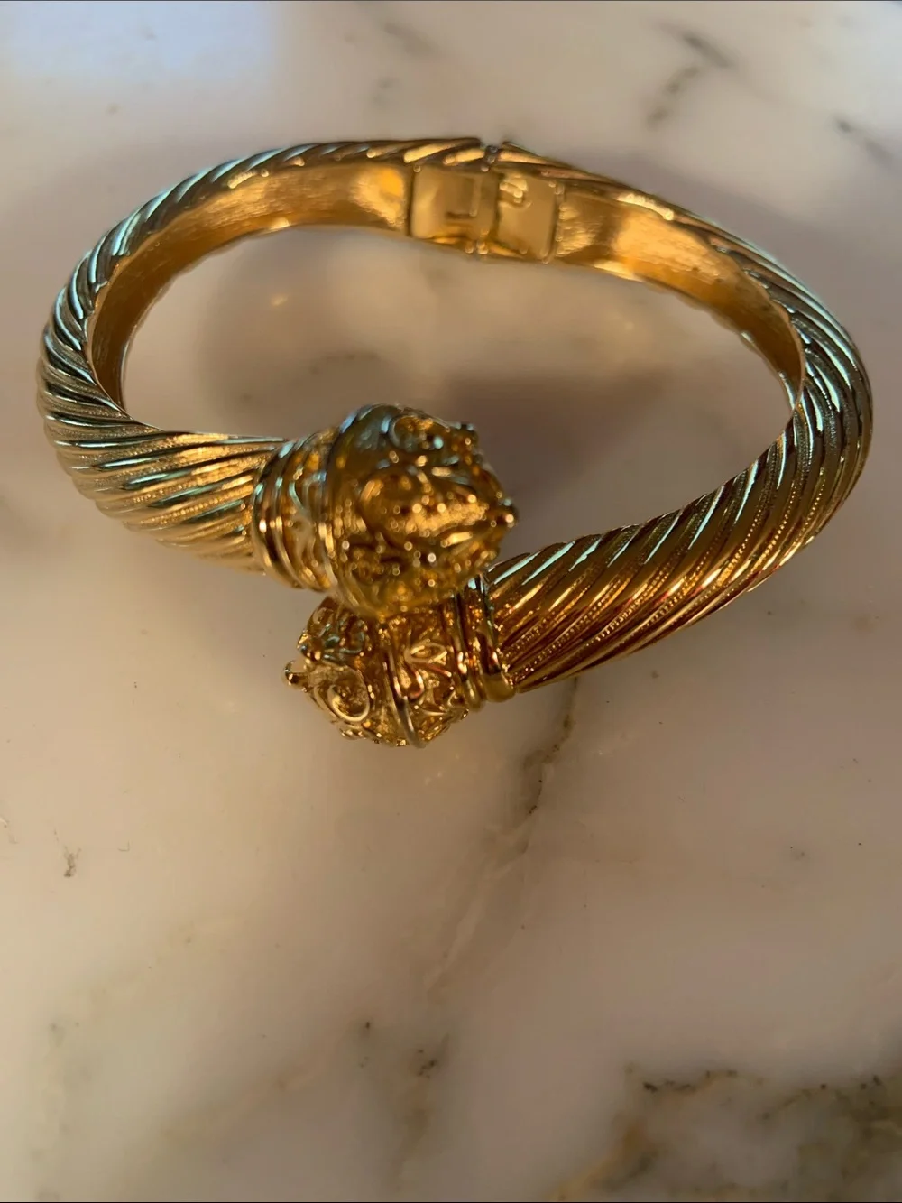 Joan Rivers Gold-Tone Rope Twist 3 D Decorative End Caps Hinged Bracelet